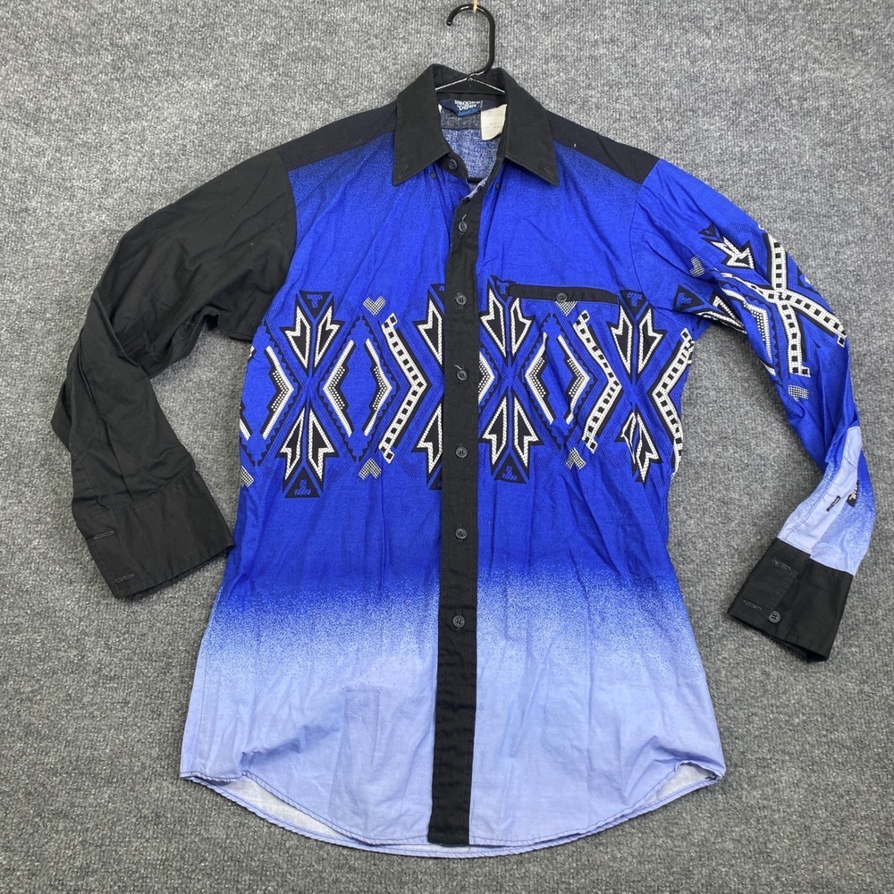 Brooks & Dunn Panhandle Slim Mens Western Shirt Blue Ombre Aztec Print 15.5-33